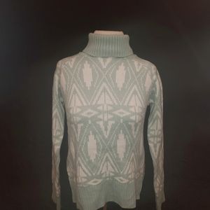 Turtleneck Sweater- Mint green & White